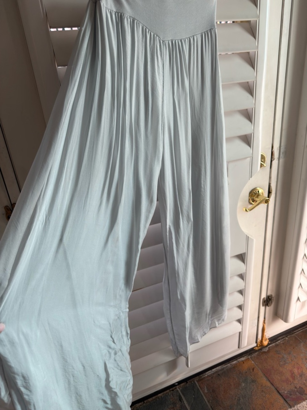 Palazzo Wide Leg lined Pull-On Pants in Light silky Gray - Picture 5 of 5